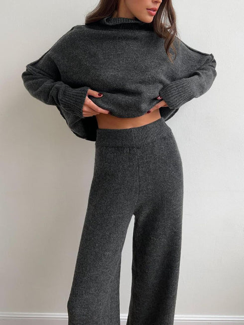 'Keres' Long Sleeve Top and Pants Sweater Set - Celes Fashion